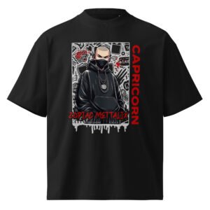 Unisex organic oversized high neck t-shirt - Capricorn