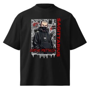 Unisex organic oversized high neck t-shirt - Sagittarius